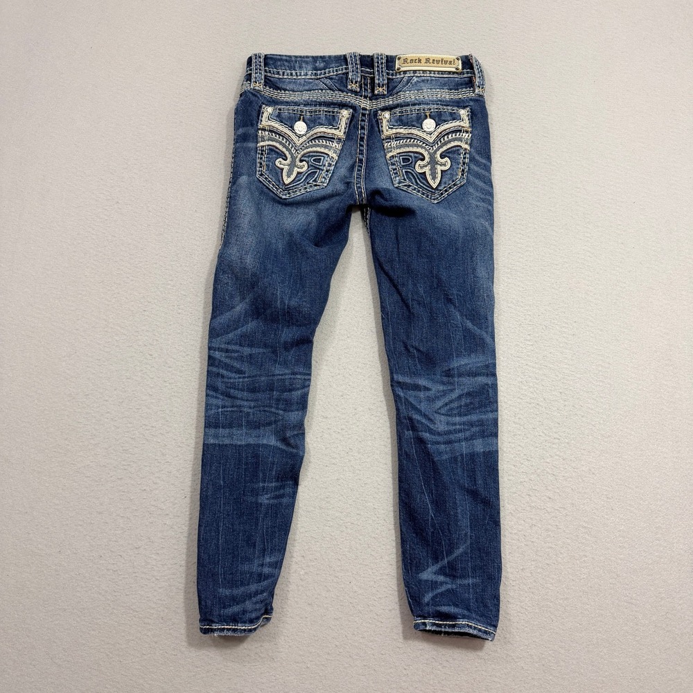 Rock Revival Jeans Women 26x27 Blue Braylee Ankle Skinny Embellished Stretch